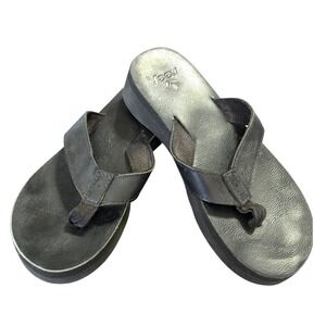 Reef Sandy Platform Flip Flops Chunky Thong Sandals Size 8 Black Summer Y2K